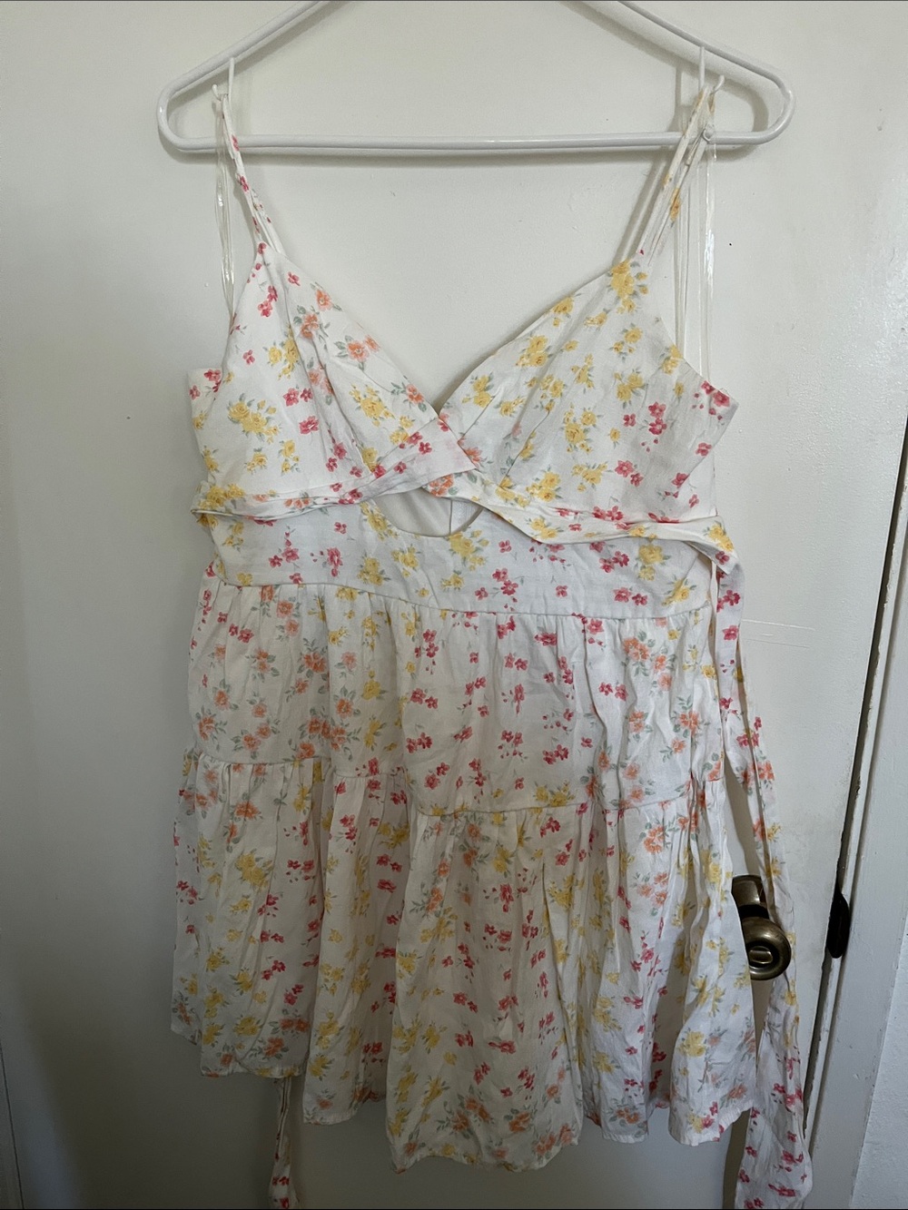 Trixxi White Sundress with Pink & Yellow Floral Print